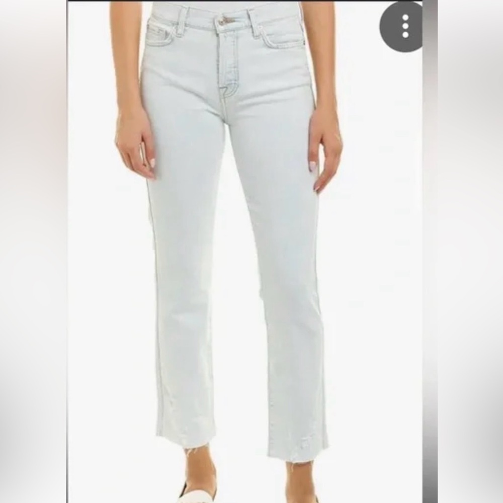 7 For All Mankind Edie Light Blue Distressed Straight Leg Jeans